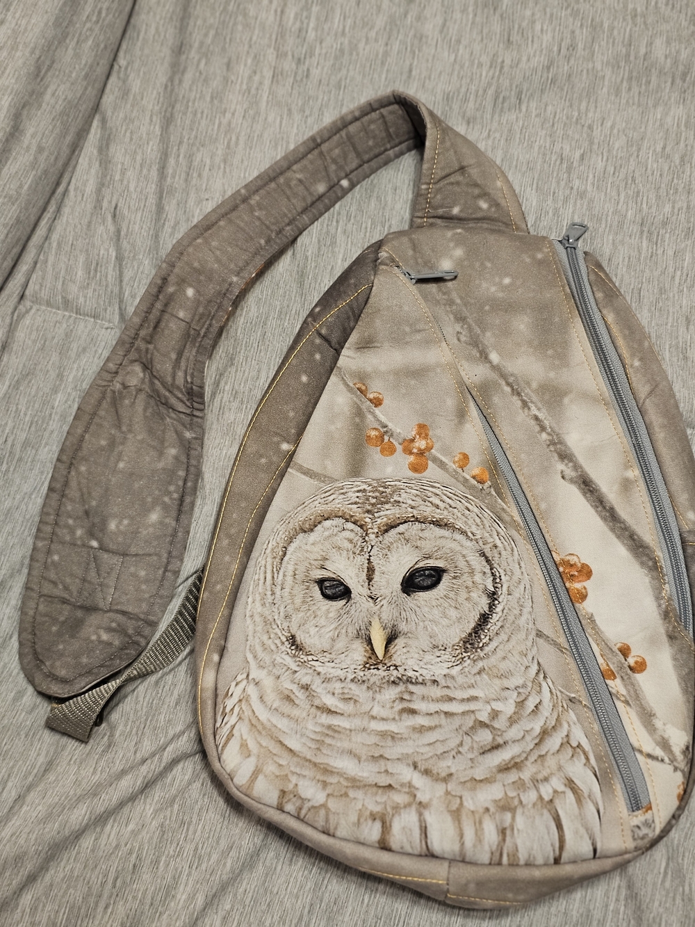 Handmade Owl Printed Crossbody Backpack